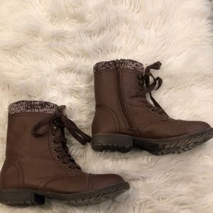 Rampage Shoes - Worn once. Brown combat boots with leg warmers Rampage Shoes - Worn once. Brown combat boots with leg warmers